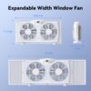 shinic Twin Window Fan with Reversible Airflow, Window Fan with Thermostat and LED Display, 3 Speeds, Remote Control and Foam Sealing Tape Offered, 23.8" - 37" Expandable Width for Home Kitchen Use