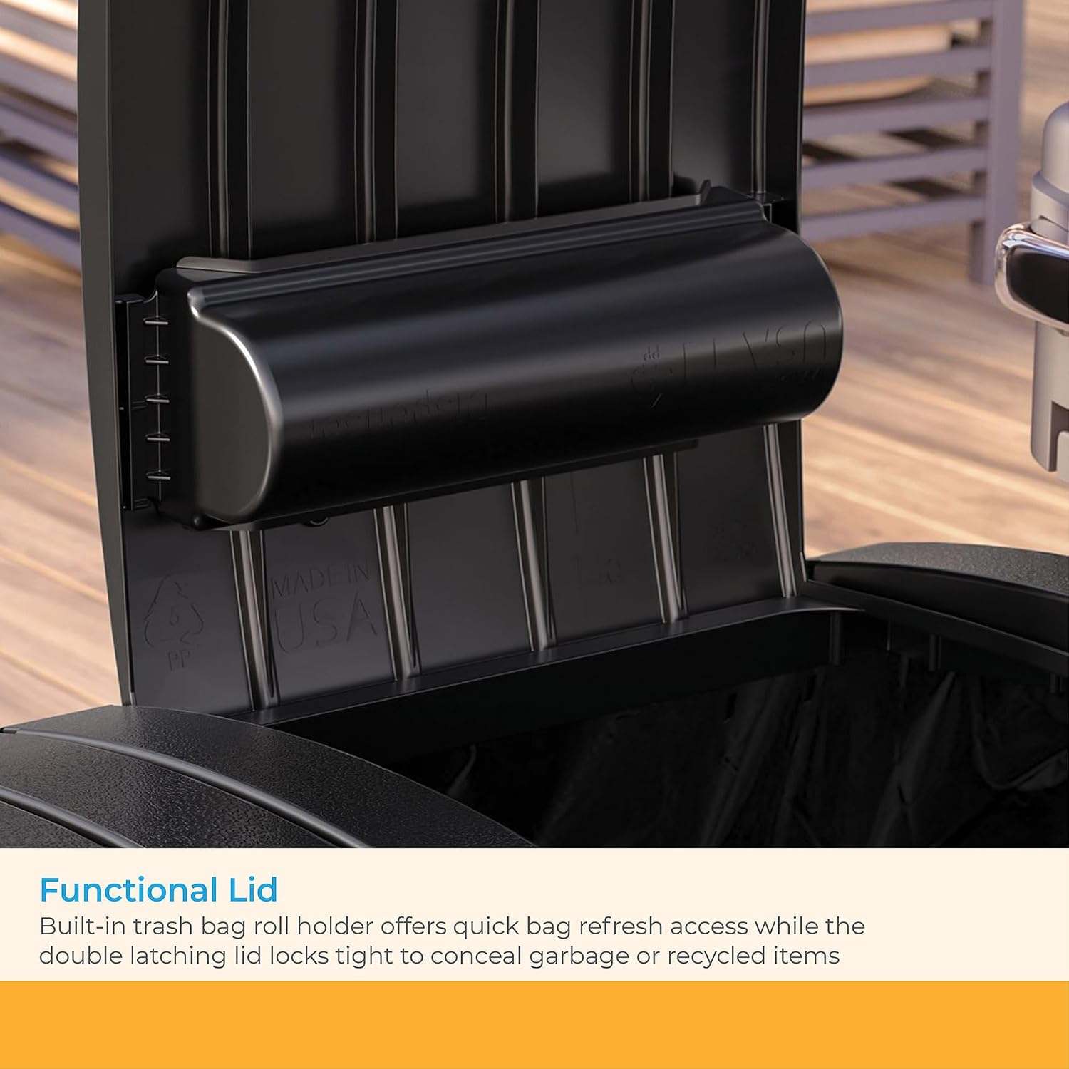 Suncast Dual Trash Hideaway Cabinet for Garbage and Recycle Bags, Discrete Outdoor Trash Cabinet with Concealed Trash Bag Holders, Holds Two 33-Gal. Bags, Made in the USA Suncast Dual Trash Hideaway Cabinet for Garbage and Recycle Bags, Discrete Outdoor Trash Cabinet with Concealed Trash Bag Holders, Holds Two 33-Gal. Bags, Made in the USA - Image 5