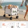 VEVOR 3-in-1 550lbs/220L Large Collapsible Folding Wagon, Convert to Bench, Foldable Beach Wagon with Wheels for Sand, Outdoor Utility Wagon for Groceries, Camping, Sports, Shopping