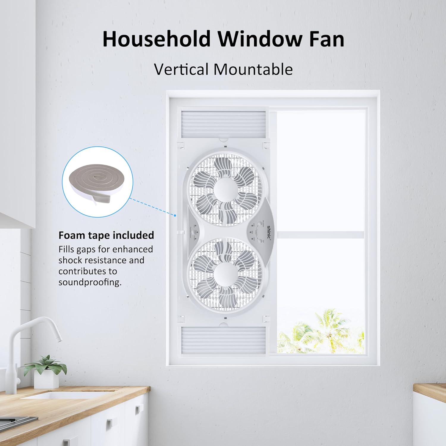 shinic Window Fan, 2026 Updated Quiet Window Exhaust Fan. Reversible Airflow, 9" Blades, Full Remote Control, 3 Functions 3 Speeds. Adjustable Width 23.8"-37", for Bathroom & Kitchen, ETL Certified shinic Window Fan, 2026 Updated Quiet Window Exhaust Fan. Reversible Airflow, 9" Blades, Full Remote Control, 3 Functions 3 Speeds. Adjustable Width 23.8"-37", for Bathroom & Kitchen, ETL Certified - Image 7