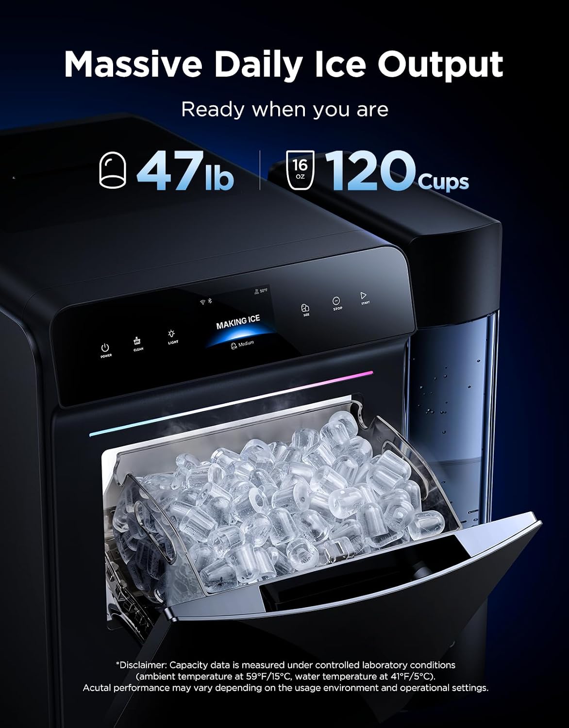 GoveeLife Smart Countertop Ice Maker 2 Pro, 3 Mins 9 Ice Cubes with 3 Sizes | 47lbs Daily, 40dB Quiet, Smart Pre-Cooling, App & Voice Control, Self-Clean, Dual Water Tanks for Home, Coffee, Party, Office GoveeLife Smart Countertop Ice Maker 2 Pro, 3 Mins 9 Ice Cubes with 3 Sizes | 47lbs Daily, 40dB Quiet, Smart Pre-Cooling, App & Voice Control, Self-Clean, Dual Water Tanks for Home, Coffee, Party, Office - Image 3