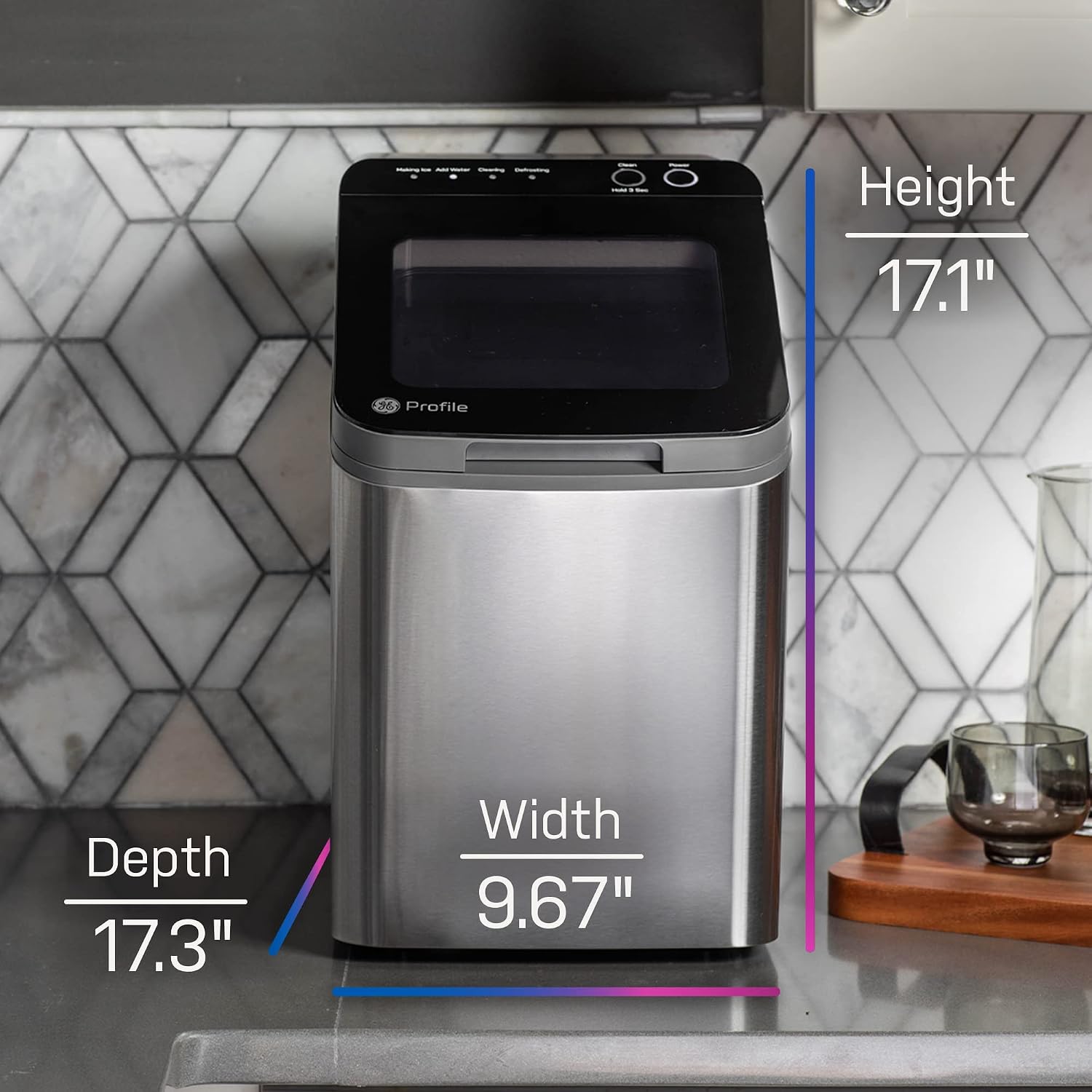 GE Profile Opal 1.0 Countertop Nugget Ice Maker | Chewable nugget ice, 34 lbs/day, First batch in 10 min, 3 lb bin, Flip-top lid, .5 Gallon Built-in Tank, Stainless Steel GE Profile Opal 1.0 Countertop Nugget Ice Maker | Chewable nugget ice, 34 lbs/day, First batch in 10 min, 3 lb bin, Flip-top lid, .5 Gallon Built-in Tank, Stainless Steel - Image 4