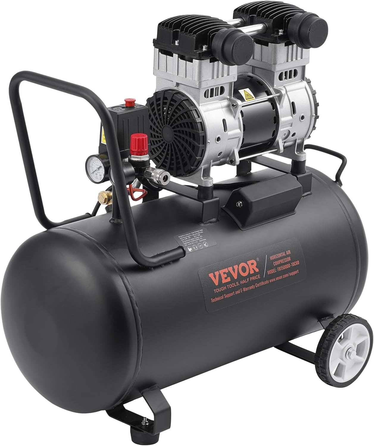 VEVOR Air Compressor, 15 Gallon Steel Tank, 2HP 5.3 CFM@90 PSI Oil Free Air Compressor & Max. 125PSI Pressure, 78dB Ultra Quiet Portable Compressor, for Auto Repair, Tire Inflation, Spray Painting VEVOR Air Compressor, 15 Gallon Steel Tank, 2HP 5.3 CFM@90 PSI Oil Free Air Compressor & Max. 125PSI Pressure, 78dB Ultra Quiet Portable Compressor, for Auto Repair, Tire Inflation, Spray Painting - Image 9