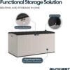 Suncast 160-Gal. Resin Extra-Large Outdoor Patio Deck Box with Pad-Lockable Lid, Modern Reeded Outdoor Patio Bench/Storage Box for Cushions, Garden Tools, and More, Iron Ore/French Gray Suncast 160-Gal. Resin Extra-Large Outdoor Patio Deck Box with Pad-Lockable Lid, Modern Reeded Outdoor Patio Bench/Storage Box for Cushions, Garden Tools, and More, Iron Ore/French Gray