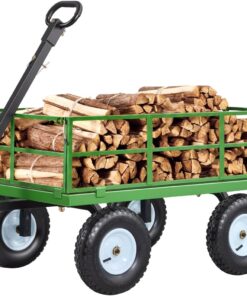 VEVOR Steel Garden Cart, 1200 lbs Heavy Duty Pullable Garden Wagon Yard Cart, 2 in 1 Outdoor Metal Utility Wagon Yard Trailer with 13" All Terrain Tires, Mesh Detachable Sides and 180° Rotating Handle