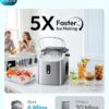 EUHOMY Ice Maker Countertop, Portable Ice Machine with Carry Handle, 26.5lbs Per Day, 9 Cubes in 6 Mins, Auto-Cleaning, with Basket and Scoop, for Home, Kitchen, Camping, RV (Silver)