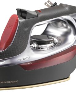 CHI Steam Iron for Clothes with Vertical Steam Burst, Professional Grade, Titanium Ceramic Soleplate, 400+ Steam Holes, 1700 Watts, 3-Way Auto Shutoff, 8' Cord