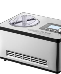 VEVOR Automatic Ice Cream Maker with Built-in Compressor, 2 Quart No Pre-freezing Fruit Yogurt Machine, Stainless Steel Electric Sorbet Maker, 3 Modes Gelato Maker with LCD Display & Timer, Silver