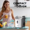 EUHOMY Nugget Ice Maker Countertop with Handle, Ready in 6 Mins, 34lbs Per Day, Removable Top Cover, Auto-Cleaning, Portable Sonic Ice Maker with Basket and Scoop, for Home/Party/RV/Camping (Silver)