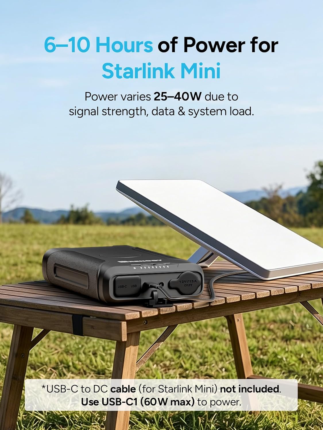 Renogy 72000mAh 266Wh 12v Power Bank with 60W PD, CPAP Battery for Camping, High Capacity Large Camping Power Bank with USB-C DC Wireless Charging & Flashlight, Backup Power Supply for Starlink Mini Renogy 72000mAh 266Wh 12v Power Bank with 60W PD, CPAP Battery for Camping, High Capacity Large Camping Power Bank with USB-C DC Wireless Charging & Flashlight, Backup Power Supply for Starlink Mini - Image 3