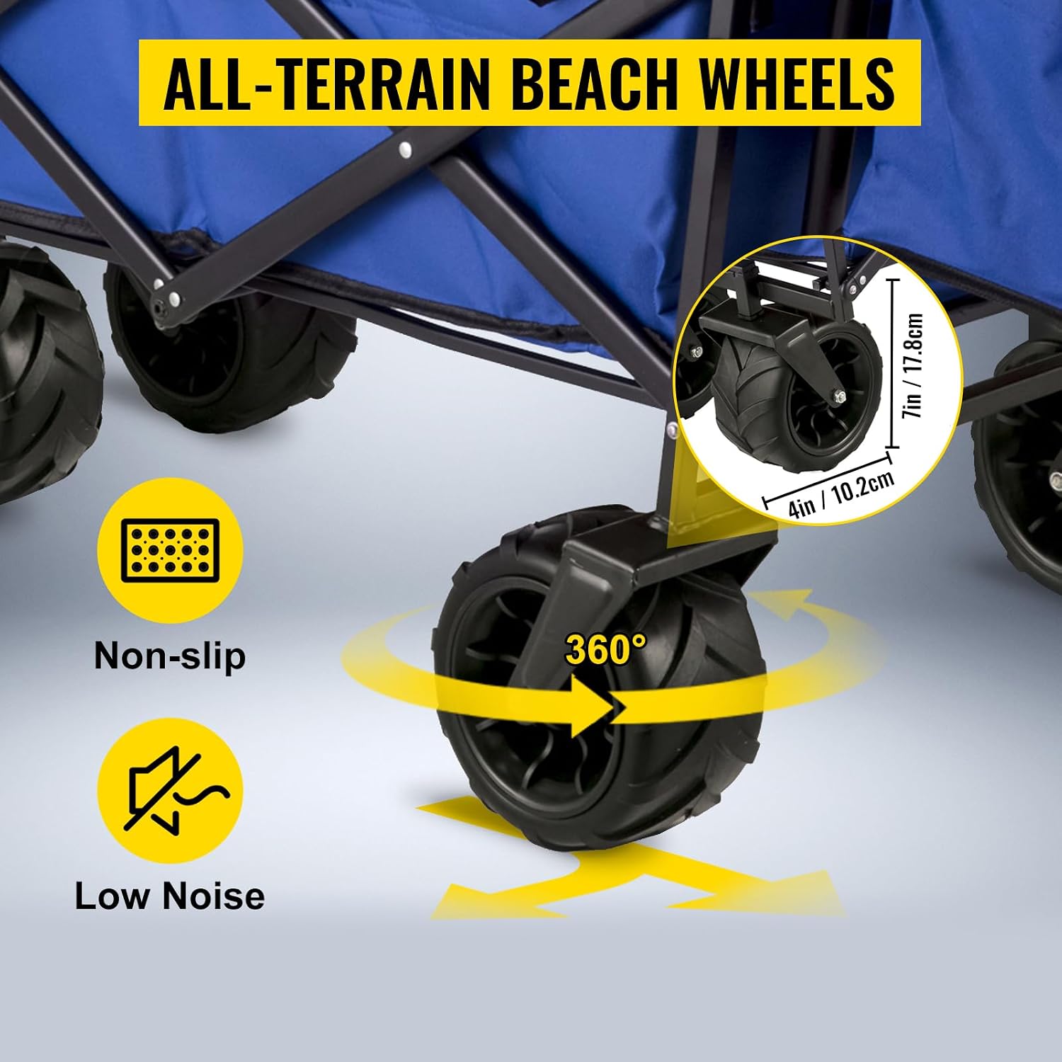 VEVOR Collapsible Wagon with Canopy, 220lbs Foldable Wagon, Beach Wagon Cart with Big Wheels and Canopy with Adjustable Push Pulling Handles VEVOR Collapsible Wagon with Canopy, 220lbs Foldable Wagon, Beach Wagon Cart with Big Wheels and Canopy with Adjustable Push Pulling Handles - Image 4