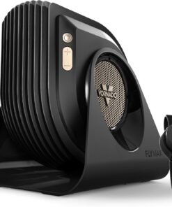 Vornado FLY MAX High Velocity Floor Fan, 4 Speed Settings, 180° Adjustable Tilt, Remote Control, 2300 FPM, Powerful Airflow, Fitness Cooling for Gym, Workout, and Training, Black