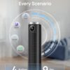 DREO Smart Tower Fan for Bedroom, 40”-45” Adjustable Height, 28 ft/s Velocity, DC Motor, 9 Speeds, 4 Modes, 90°Oscillating, Standing Fan, 20dB Quiet, 12H Timer for Home, Office, Google/Alexa, Black