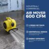ALORAIR 600 CFM Air Mover Blower Fan for Industrial, Workshop, and Home Use - 3 Speeds, 5 Adjustable Angles and Daisy Chain - Ideal for Water Damage Restoration and Plumbing - GF600A Yellow ALORAIR 600 CFM Air Mover Blower Fan for Industrial, Workshop, and Home Use - 3 Speeds, 5 Adjustable Angles and Daisy Chain - Ideal for Water Damage Restoration and Plumbing - GF600A Yellow
