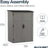Suncast Outdoor Storage Cabinet Waterproof Resin Vertical Outdoor Storage Shed (54 cu. ft.) for Patio, Garden Tools, Cushions, & Equipment. Weatherproof Plastic Multi-Wall Design, Capacity Made in USA