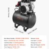 VEVOR Air Compressor, 10 Gallon Steel Tank, 2HP 5.3 CFM@90 PSI Oil Free Air Compressor & Max. 125PSI Pressure, 78dB Ultra Quiet Portable Compressor, for Auto Repair, Tire Inflation, Spray Painting