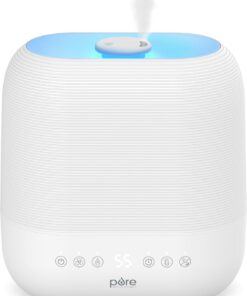 Pure Enrichment HUME Sense Warm & Cool Mist Top-Fill Humidifier, 2-Gal Tank, Up to 4.5 Days, Auto Humidity Sensor, 3 Mist Levels, Night Light, Aromatherapy, Sleep Mode & Auto Shut-Off