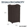 Suncast 33 Gallon Durable Resin Hideaway Outdoor Garbage Can with Secure Lid and Wicker Design for Home Backyards, Decks, or Patios, Java Brown Suncast 33 Gallon Durable Resin Hideaway Outdoor Garbage Can with Secure Lid and Wicker Design for Home Backyards, Decks, or Patios, Java Brown