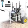 VEVOR Beach Fishing Cart, 200 lbs Load Capacity, Foldable Fishing Cart with Heavy-Duty Carbon Steel Frame, 13-Inch All-Terrain PU Balloon Tires, 7 Rod Holders, for Outdoor Activities Camping Picnic