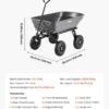 VEVOR 400LBS Wheelbarrow, Poly Garden Dump Cart Wagon with 8" Flat Free Tires, Heavy Duty Wheel Barrow Yard Cart Dump Wagon with Quick-Release System