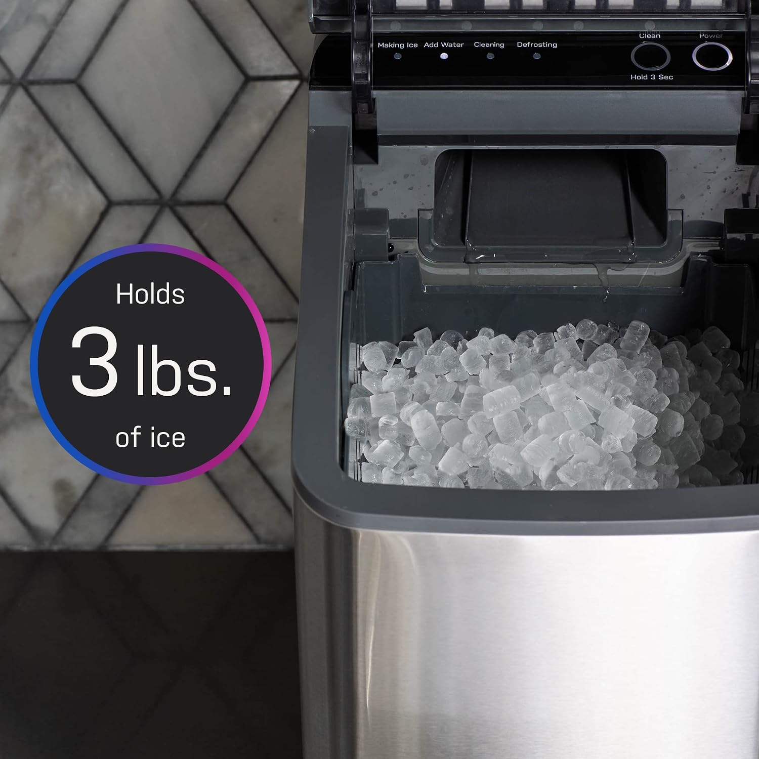 GE Profile Opal 1.0 Countertop Nugget Ice Maker | Chewable nugget ice, 34 lbs/day, First batch in 10 min, 3 lb bin, Flip-top lid, .5 Gallon Built-in Tank, Stainless Steel GE Profile Opal 1.0 Countertop Nugget Ice Maker | Chewable nugget ice, 34 lbs/day, First batch in 10 min, 3 lb bin, Flip-top lid, .5 Gallon Built-in Tank, Stainless Steel - Image 10