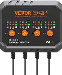 VEVOR Smart Battery Charger, 2A x 4, LiFePO4 Lead-Acid (AGM/Gel/SLA) Car Battery Charger, Fully-Automatic Charger Maintainer Desulfator for Boat Motorcycle Lawn Mower Golf Cart Marine Deep Cycle