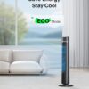 PELONIS 40 inch Bladeless Tower Fan for Bedroom, Standing Fan with Remote Control, 26ft/s, 90° Oscillation, 3 Speed Settings, 27 Db, 3 Modes, 15-Hour Timer, LED Display, Fan that Blows Cold Air, Grey
