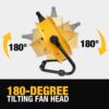 DEWALT DXF1840 Floor Fan, Industrial Fans, 18 Inch High Velocity Fan with 3-Speed Heavy Duty Air Circulator and 180 Adjustable Tilt, Large Electric Metal Rotating Garage Fan, Drum fan for Work, Yellow