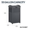 Suncast 33 Gallon Wicker-Style Hideaway Trash Can with Secure Latching Lid and Weather-Resistant Construction for Patio, Cyberspace Grey, Made in the USA Suncast 33 Gallon Wicker-Style Hideaway Trash Can with Secure Latching Lid and Weather-Resistant Construction for Patio, Cyberspace Grey, Made in the USA