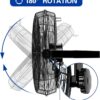 BILT HARD 4300 CFM 18 in. Industrial Wall Mount Fan, 3-Speeds High Velocity Wall Fan with Sealed Motor, Heavy Duty Metal Barn Fans for Garage, Commercial, Greenhouse, Warehouse, Shop Use