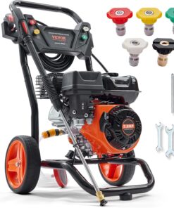 VEVOR Gas Powered Pressure Washer 3400 PSI 2.6 GPM, with Spray Gun and Extension Wand, 5 Quick Connect Nozzles, Copper Pump