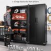 VEVOR Metal Storage Cabinet, 72.6 in Rolling Steel Garage Cabinet with 4 Adjustable Shelves, 2 Magnetic Doors & 2 Keys, 5 Tiers Lockable Tool Storage for Pantry, Warehouse, Basement, Office, Black