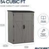 Suncast Outdoor Storage Cabinet Waterproof Resin Vertical Outdoor Storage Shed (54 cu. ft.) for Patio, Garden Tools, Cushions, & Equipment. Weatherproof Plastic Multi-Wall Design, Capacity Made in USA