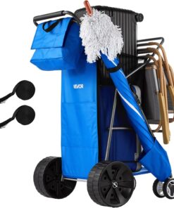 VEVOR Beach Cart, 165LBS Load Capacity, Portable Folding Beach Wagon Dolly with 10" Solid Wheel for Sand, Insulated Cooler Bag, Large Mesh Bag&Umbrella Holder for Outdoor Camping Fishing