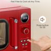 COMFEE' Retro Microwave Oven, 0.9 Cu.Ft 900W Countertop, Red | 6 Auto Menus，Multi-stage Cooking, Mute Function, LED Display, for Apartment & Dorm