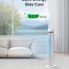 PELONIS 40 inch Bladeless Tower Fan for Bedroom, Standing Fan with Remote Control, 26ft/s, 90° Oscillation, 3 Speed Settings, 27dB, 3 Modes, 15-Hour Timer, LED Display, Fan that Blows Cold Air, White