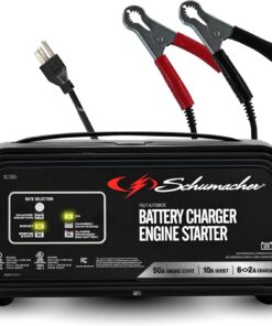 Schumacher Electric 6A Car Battery Charger and 50A Engine Starter, 3-in-1 Solution, Maintainer, 10A Boost, for 12V Power Sport, Automotive, and Marine Batteries, SC1305