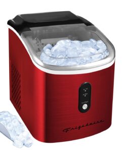 Frigidaire EFIC103 Ice Maker Machine Heavy Duty, 26lb Ice per Day, Red Stainless Steel