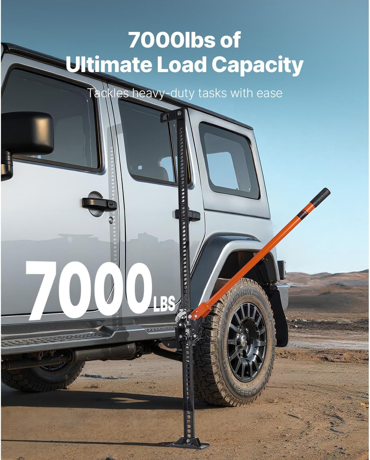 VEVOR Farm Jack 60inch, 7000 lbs Capacity Ratcheting Off Road Jeep Jack for Tractor, Truck, SUV, Bumper Lift, Orange VEVOR Farm Jack 60inch, 7000 lbs Capacity Ratcheting Off Road Jeep Jack for Tractor, Truck, SUV, Bumper Lift, Orange - Image 2