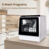 HAVA Countertop Dishwasher, 6 Programs Portable Dishwasher with Water Tank | No Hookup Needed, 167 °F High-Temperature Washing, Baby Care & Hot Air Drying Function for Homes, Apartments and RVs