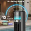 DREO TurboCool Outdoor Misting Fan 711AS, 33 ft/s High Velocity, 12 Speeds, 4 Modes Smart Standing Floor Fan, 150° Customizable Oscillating, 20 dB Quiet DC Motor for Bedroom, Weather Resistant, Charcoal