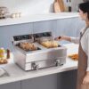 VEVOR Commercial Deep Fryer, Dual Tank 3000W Electric Countertop Fryer with Basket, 2 x 11.6Qt/11L Double Stainless Steel Oil Fryer with Drain, Time & Temp Control, for Kitchen Restaurant Use