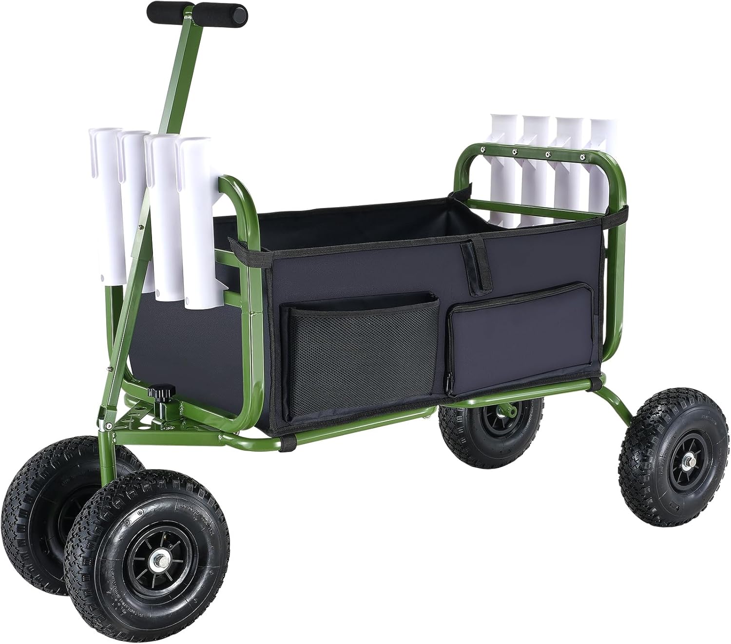 VEVOR Fishing Cart, 300 lbs Load Capacity, Foldable Fish and Marine Cart with Four 11" Big Wheels Rubber Balloon Tires, Heavy-Duty Steel Pier Wagon Trolley with 8 Rod Holders for Picnic VEVOR Fishing Cart, 300 lbs Load Capacity, Foldable Fish and Marine Cart with Four 11" Big Wheels Rubber Balloon Tires, Heavy-Duty Steel Pier Wagon Trolley with 8 Rod Holders for Picnic