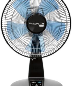 Rowenta, Desk Fan, Turbo Silence Table Fan with Remote, 18 Inches, Ultra Quiet Fan for Bedroom, Oscillating, Portable, 5 Speeds, Black, Indoor, VU2660