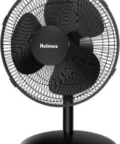 Holmes 12 Inch Oscillating Table Fan 3 Speeds 75 Degree Wide Angle Oscillation Adjustable 15 Degree Tilt Quiet Operation Home Office Bedroom Kitchen Black