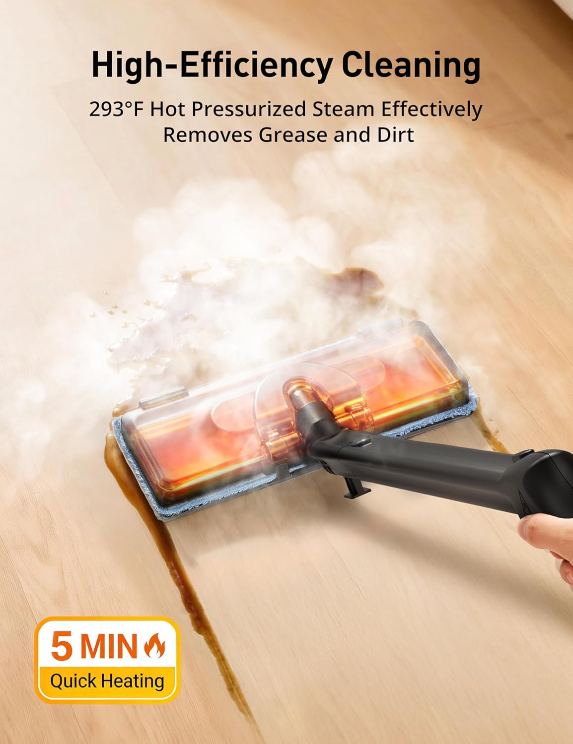 Steam Cleaner, 293°F 58 PSI Powerful Multipurpose Handheld Steam Mop for Home Use, 21 Attachments, 50Oz Capacity, Heavy Duty Steamer for Carpets, Floors, Cars, Tiles, Crack Cleaning, Moon Silver Steam Cleaner, 293°F 58 PSI Powerful Multipurpose Handheld Steam Mop for Home Use, 21 Attachments, 50Oz Capacity, Heavy Duty Steamer for Carpets, Floors, Cars, Tiles, Crack Cleaning, Moon Silver - Image 3