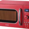 COMFEE' Retro Microwave Oven, 0.7 Cu.Ft, 700W, Red, 9 Preset Menus
