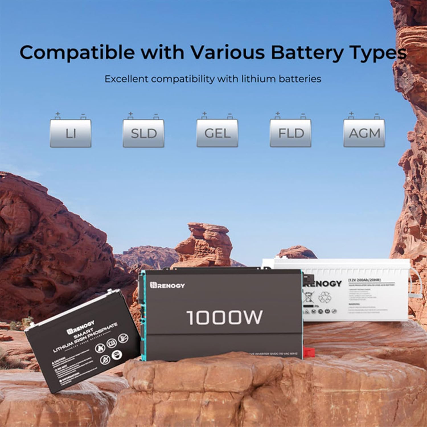 Renogy 1000W Pure Sine Wave Inverter 12V DC to 120V AC Converter for Home, RV, Truck, Off-Grid Solar Power 110V with Built-in 5V/2.1A USB Port, Hardwire Remote Controller Renogy 1000W Pure Sine Wave Inverter 12V DC to 120V AC Converter for Home, RV, Truck, Off-Grid Solar Power 110V with Built-in 5V/2.1A USB Port, Hardwire Remote Controller - Image 4