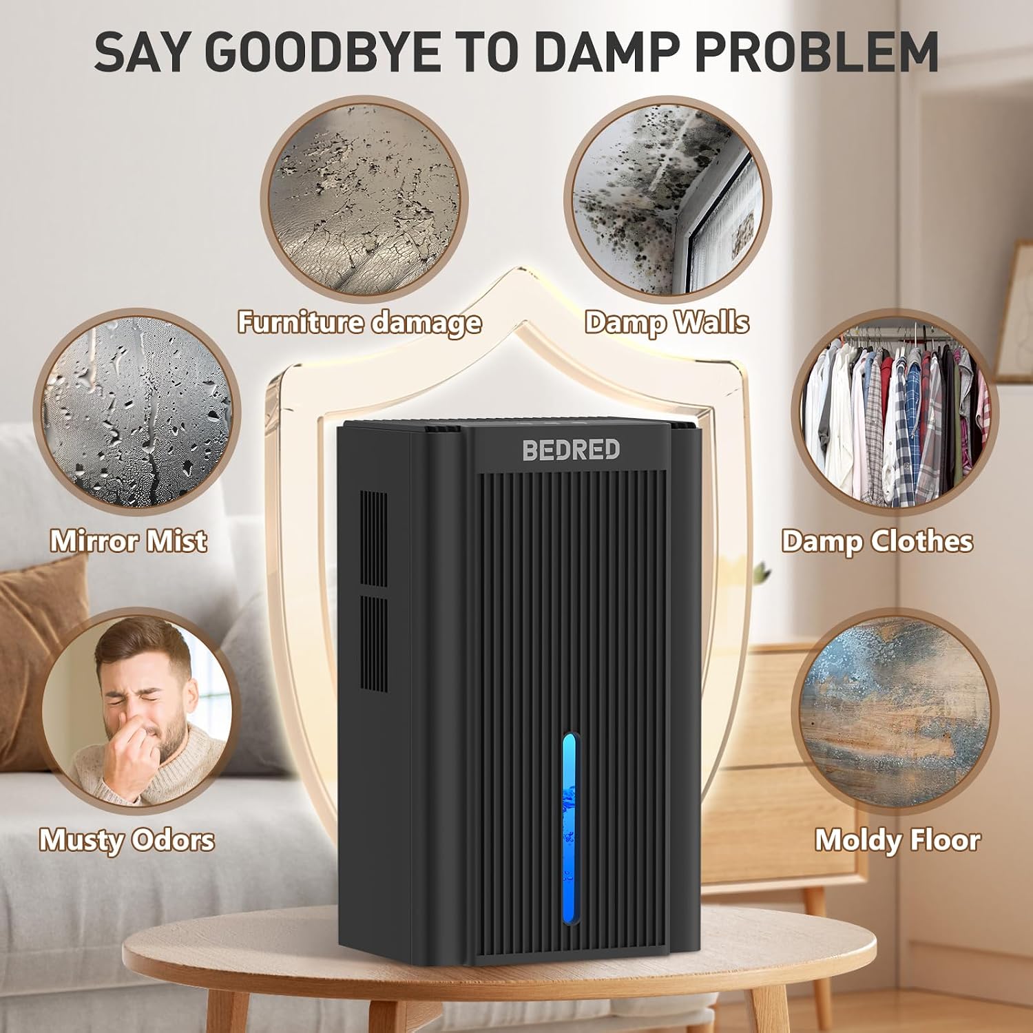 BEDRED Dehumidifier, 95OZ Dehumidifier for Home 1000 sq ft - Quiet with Auto Shut Off & Relaxing 7 Color Ambient Light, Ideal for Livingroom, Bedroom, Basement (Black) BEDRED Dehumidifier, 95OZ Dehumidifier for Home 1000 sq ft - Quiet with Auto Shut Off & Relaxing 7 Color Ambient Light, Ideal for Livingroom, Bedroom, Basement (Black) - Image 7