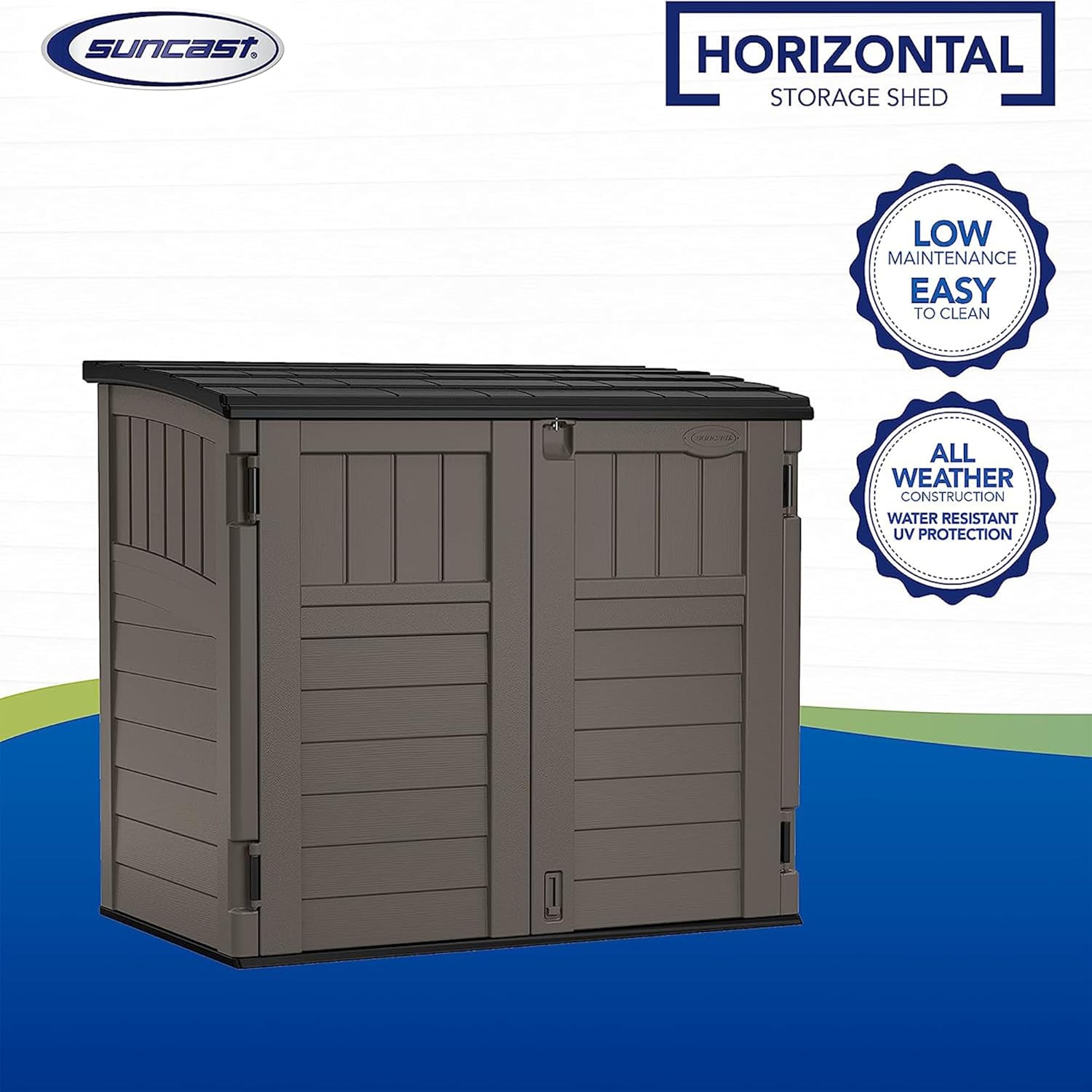 Suncast Outdoor Storage Shed for Backyard and Garden, Horizontal, 4' x 2.5', Stoney Grey - Portable Utility Deck and Cabinet for Tools, Equipment, and Garbage Suncast Outdoor Storage Shed for Backyard and Garden, Horizontal, 4' x 2.5', Stoney Grey - Portable Utility Deck and Cabinet for Tools, Equipment, and Garbage - Image 3